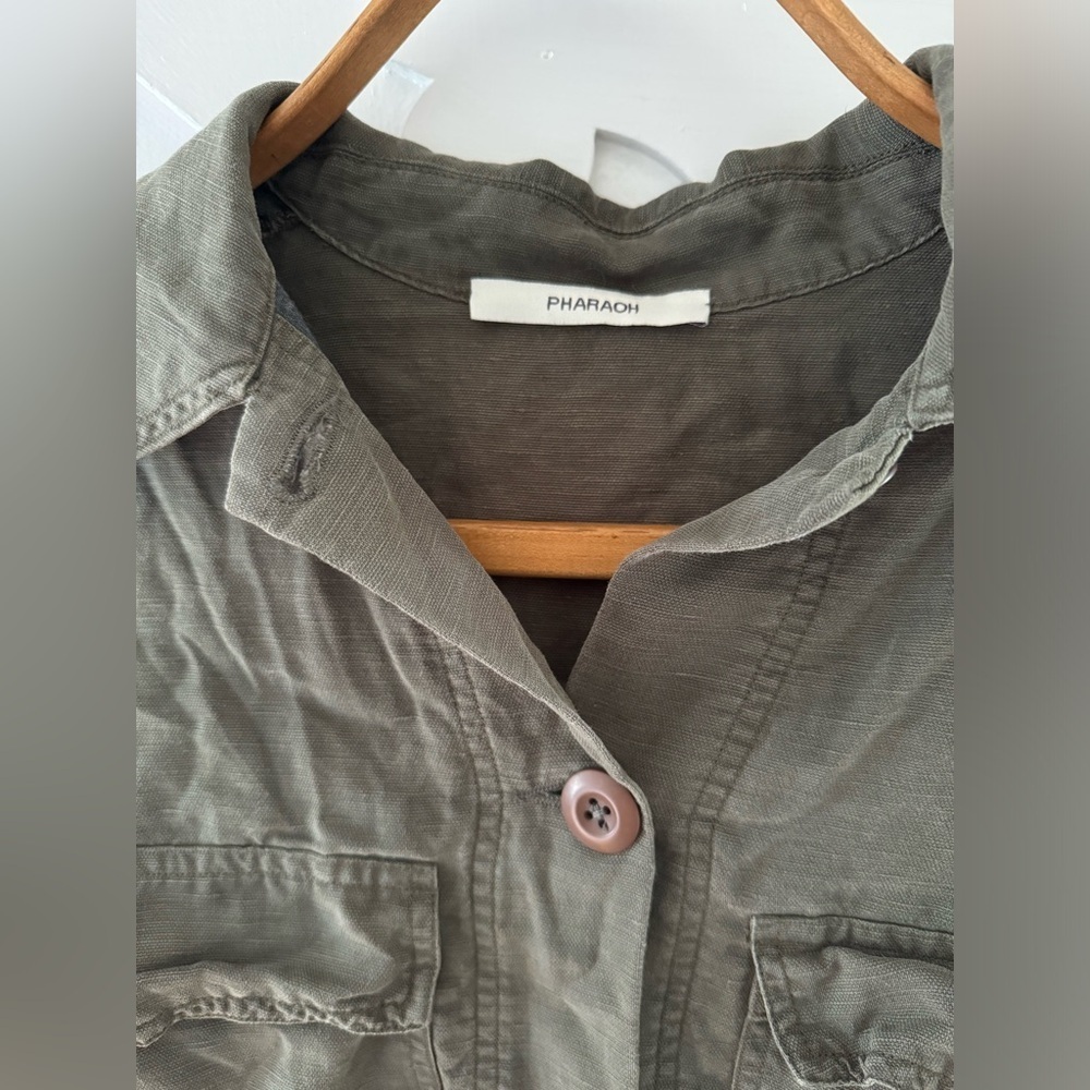 Pharaoh Collection Rowan Crop Jacket in Linen - Picture 2 of 3